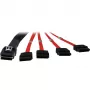 Inter-Tech SATA/SAS kabelis - Serial ATA 150/300/600 - 4 kelių - 36 PIN 4iMini MultiLane į SATA - 1,0 m - Raudonas (88885301)