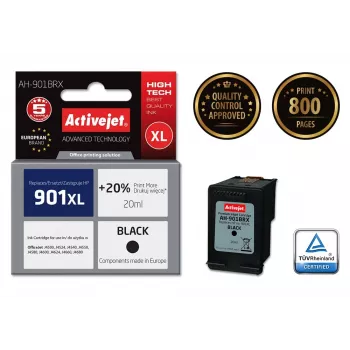 Activejet AH-901BRX rašalas (HP 901XL CC654AE pakaitalas; Premium; 20 ml; juoda)