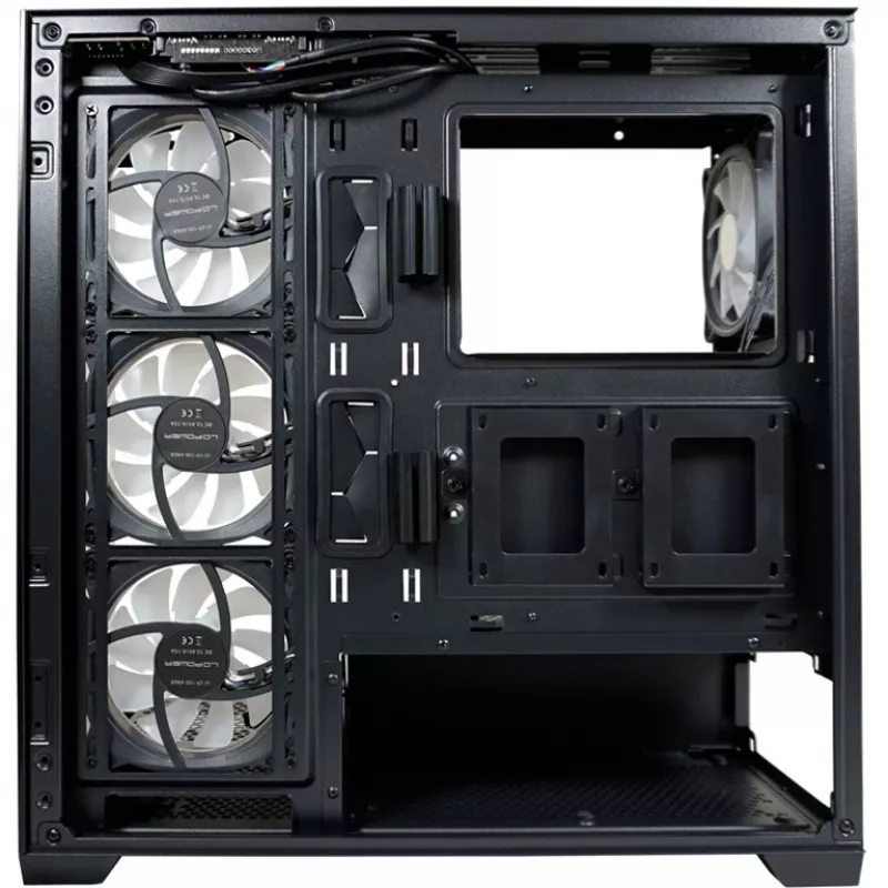 LC-Power korpusas MidiTower 715B juodas USB3.2 / Audio be maitinimo šaltinio SEAMLESS_X LC-715B-ON
