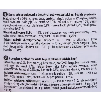 Šlapias šunų ėdalas Dolina Noteci Jautiena ir Kiauliena Suaugusiems 400 g