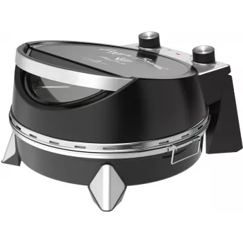 Elektrinė picų krosnelė SIMFER MKE0-P — 1100 W, 80–300°C, 30 min laikmatis, nuimamas 33 cm picos akmuo, juoda