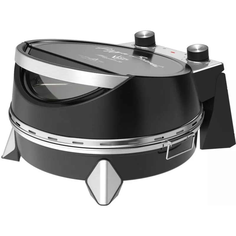 Elektrinė picų krosnelė SIMFER MKE0-P — 1100 W, 80–300°C, 30 min laikmatis, nuimamas 33 cm picos akmuo, juoda