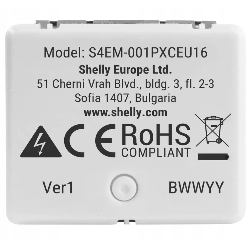„Shelly Relay EM Mini Gen4“ išmanioji relė 1 kanalas Wi‑Fi Matter Zigbee Bluetooth 8A, 110–240V, energijos matuoklis
