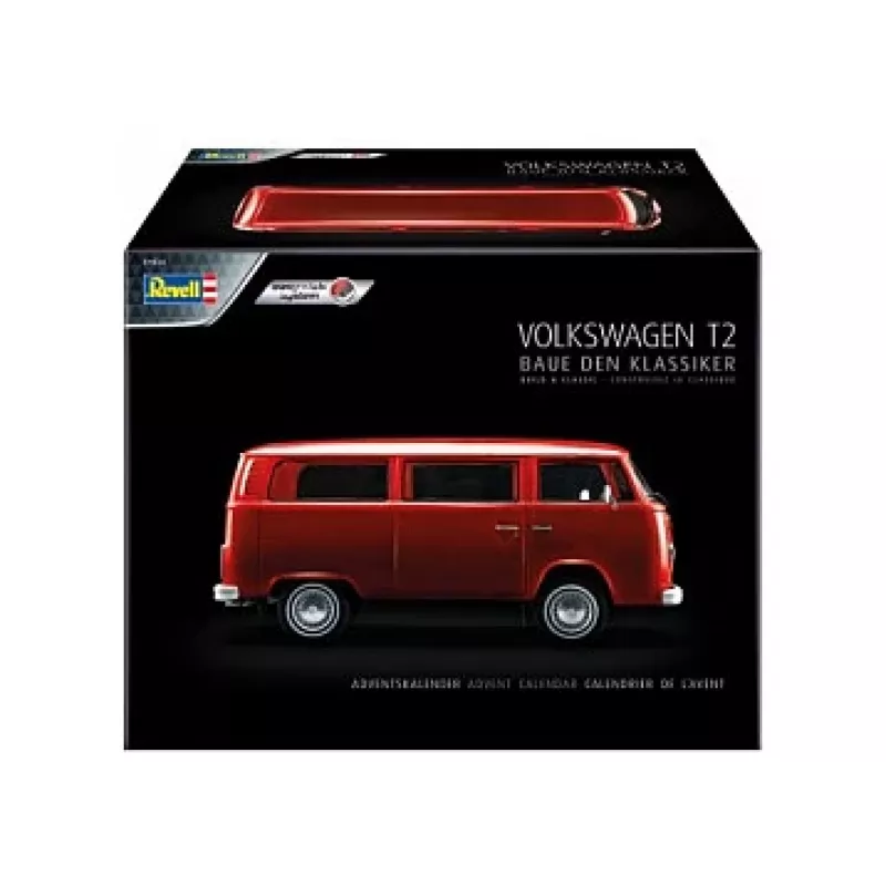 REVELL VW T2 autobuso modelio surinkimo rinkinys, mastelis 1:24, ilgis 193 mm, plotis 85 mm
