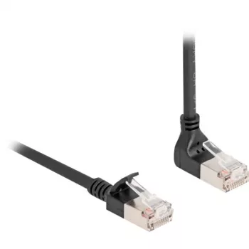Tinklo kabelis DeLOCK RJ45 Cat.6A S/FTP Slim 90° 3 m juodas
