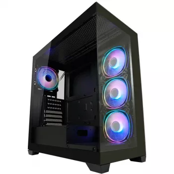 LC-Power korpusas MidiTower 715B juodas USB3.2 / Audio be maitinimo šaltinio SEAMLESS_X LC-715B-ON