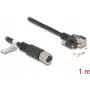 Tinklo kabelis DeLOCK M12 X-koduotas 8 kontaktų moteriškas į RJ45 kištuką Cat.6A 1 m juodas