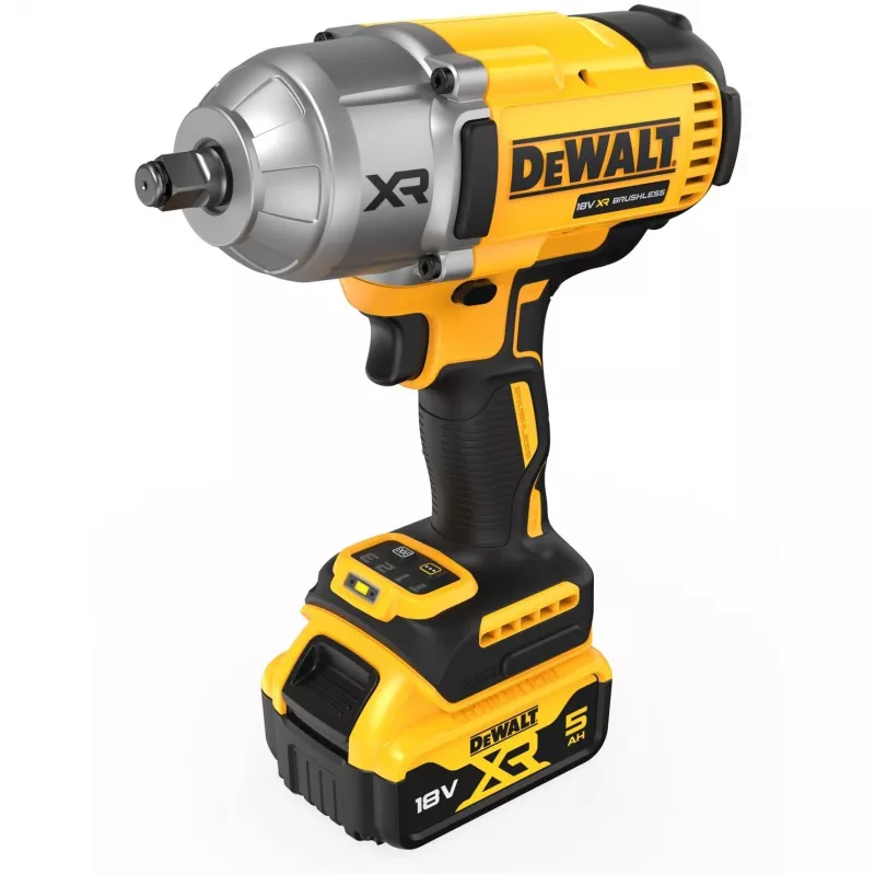 Veržliaraktis smūginis DeWALT DCF900P2T-QW 1/2 colio bešepetėlis 18 V, 1898 N·m, 5 Ah akumuliatorius, 2 akumuliatoriai, įkroviklis, dėklas
