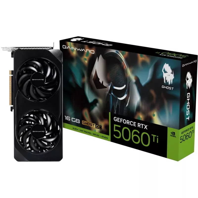 Vaizdo plokštė GAINWARD GeForce RTX 5060 Ti Ghost OC — NVIDIA GeForce RTX 5060 Ti, 16 GB GDDR7, 128 bit, PCIe 5.0