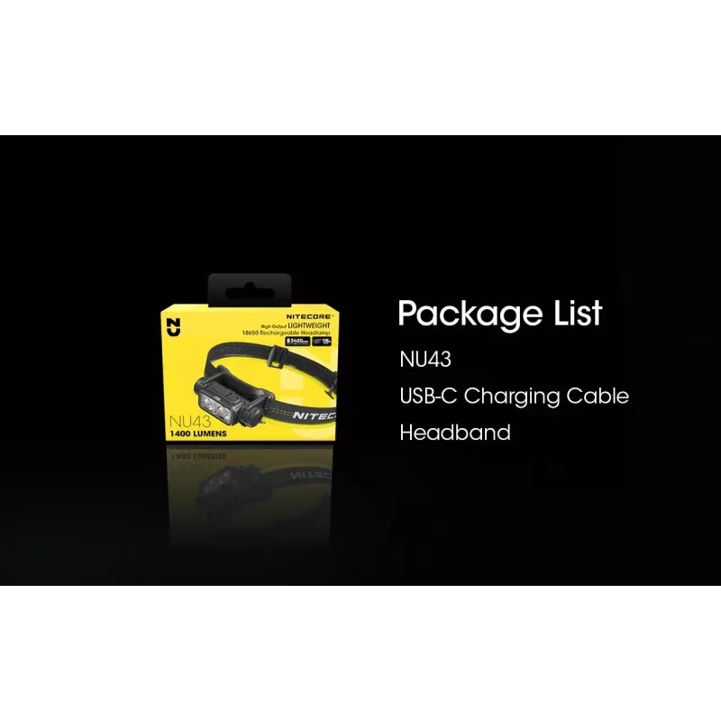 Nitecore NU43 1400 liumenų kompaktiška lengva priekinė lemputė