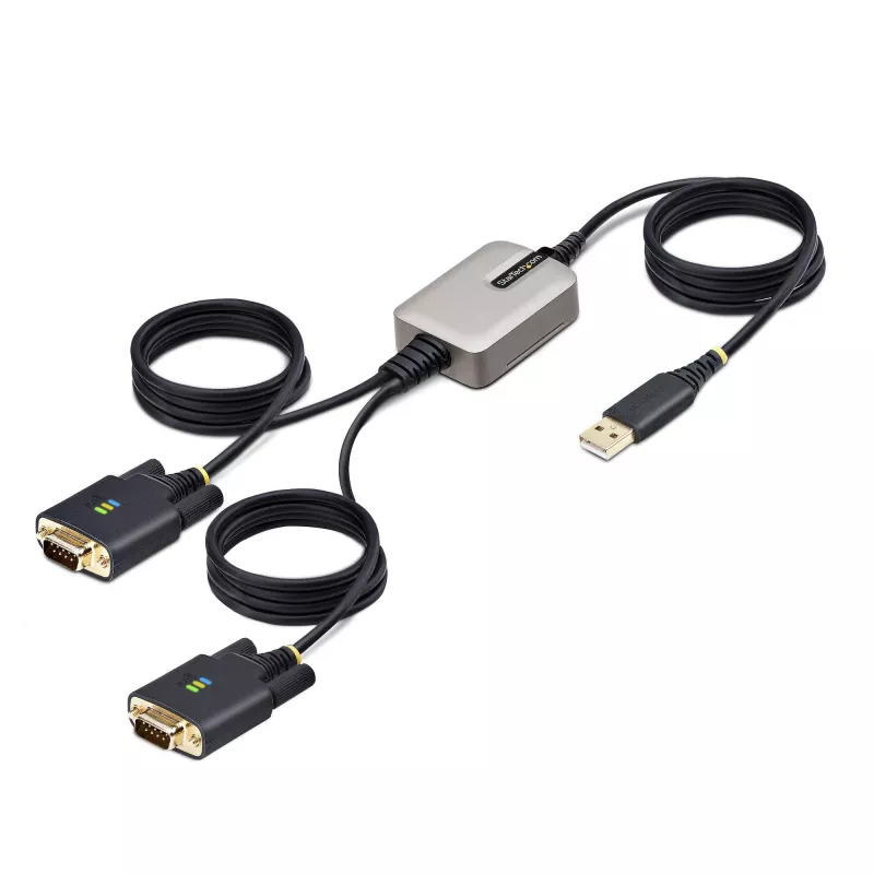 StarTech.com 13ft (4m) 2 prievadų USB į nuoseklųjį adapterio kabelis, keičiami DB9 varžtai/veržlės, COM išlaikymas, USB-A į DB9 RS232, FTDI, 4 lygio ESD apsauga, Windows/macOS/ChromeOS/Linux – tvirta TPE konstrukcija