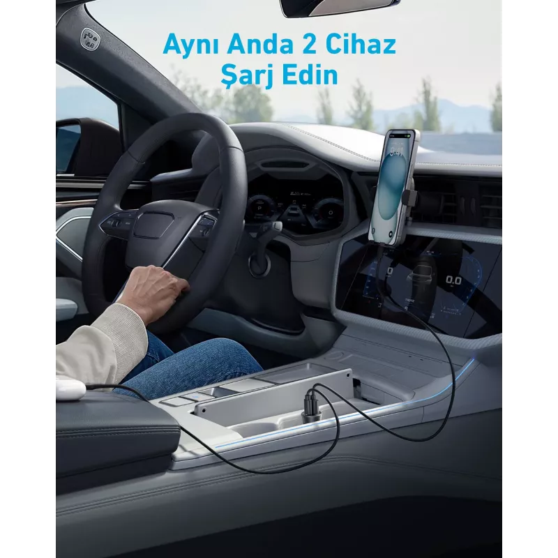 Anker automobilinis kroviklis 30W 2 prievadai juodas greitasis krovimas