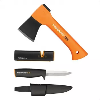 Kirvio ir peilio rinkinys Fiskars 1057913 su galąstuvu – nešiojamas kirvis ir universalus peilis