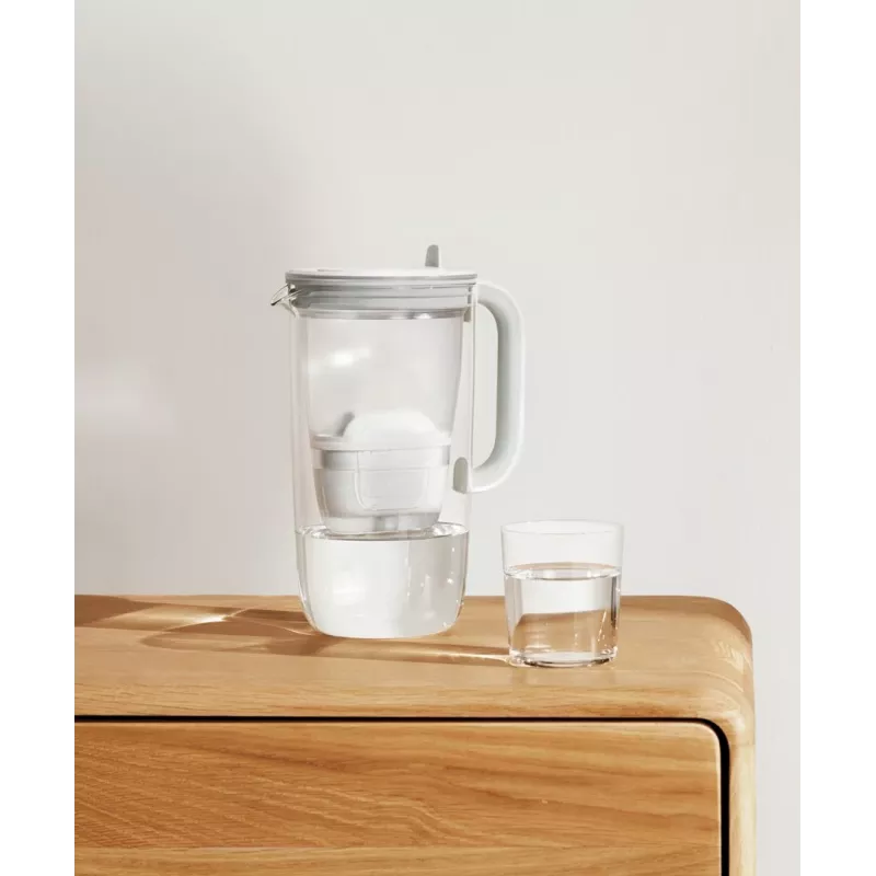 Vandens filtro ąsotis BRITA Glass+1 Maxtra Pro pilka, 2,4 L bendras / 1,5 L filtruoto vandens, Maxtra Pro PP filtras
