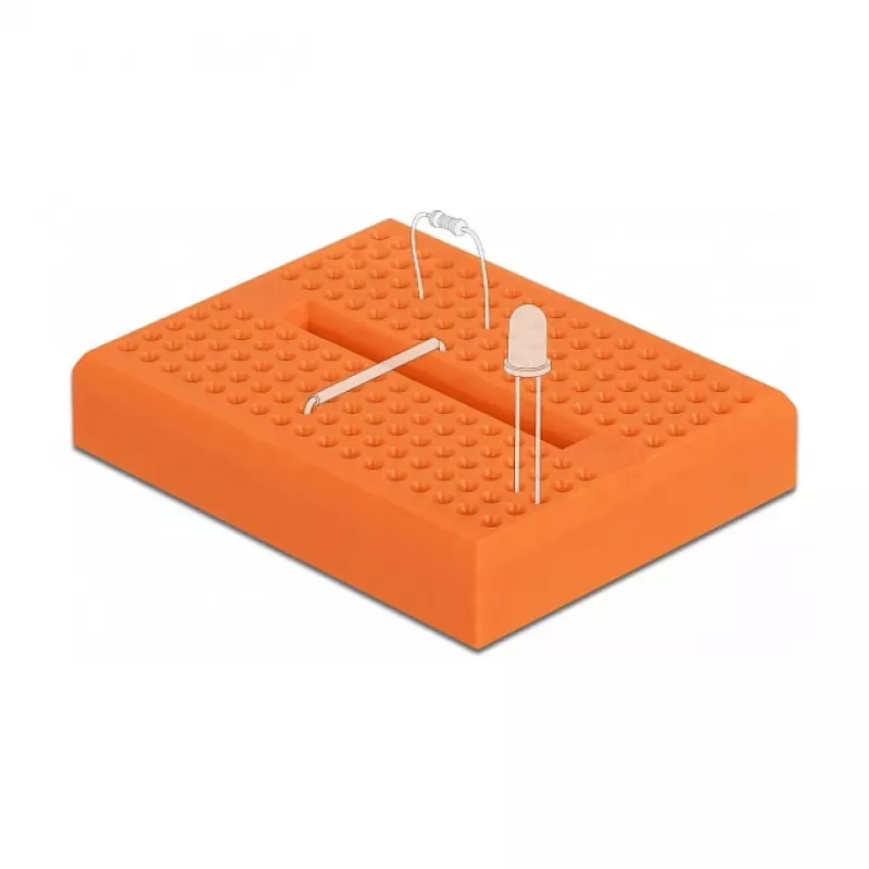 Breadboard DELOCK 18319, plastikinė maketavimo plokštė, oranžinė, 36×46×10 mm