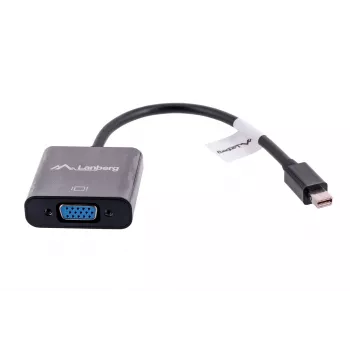 Adapterio laidas VGA (D-Sub) į Mini DisplayPort LANBERG AD-0006-BK, 0,2 m, DisplayPort 1.2, 1920×1200@60Hz, moteriška MiniDP, juoda