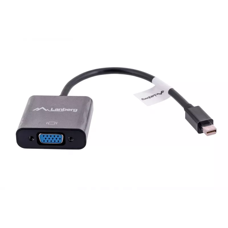 Adapterio laidas VGA (D-Sub) į Mini DisplayPort LANBERG AD-0006-BK, 0,2 m, DisplayPort 1.2, 1920×1200@60Hz, moteriška MiniDP, juoda