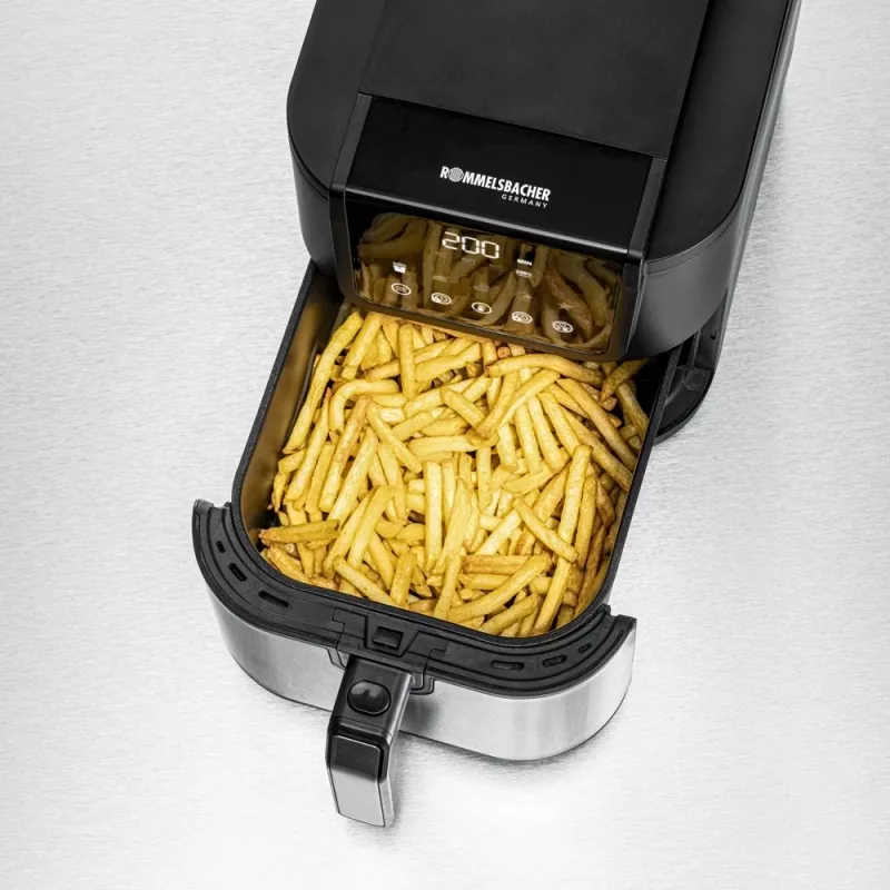 Karšto oro gruzdintuvė Rommelsbacher FRH 1500 — 5 l, 1500 W, nerūdijantis plienas/juoda