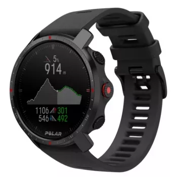 Polar Grit X Pro – Titanium – sportinis laikrodis su perforuotu odiniu dirželiu, pilkas, dirželio dydis M/L, ekranas 3 cm (1,2 colio), Bluetooth, 41 g (90085777)