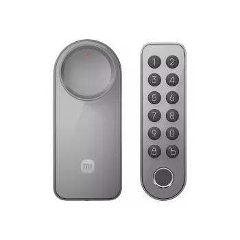 Išmanioji durų spyna Xiaomi BHR07XDGL su klaviatūra, Bluetooth, pirštų atspaudų skaitytuvu, kodu ir nuotoliniu valdymu, pilka, 7,2V 2450mAh