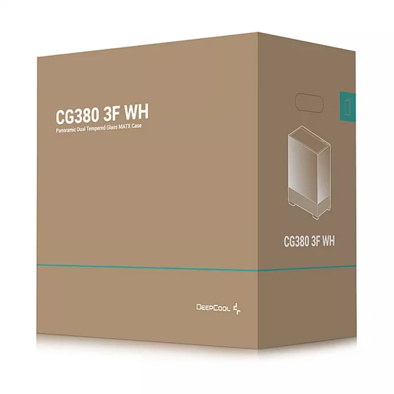 Korpusas DeepCool CG380 3F WH — Baltas, Midi Tower, 235×437×451 mm, ITX/mATX, 3x 120 mm ventiliatoriai