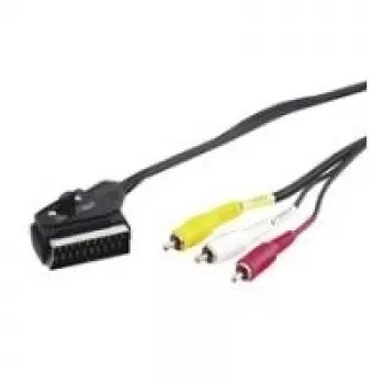 Wentronic Goobay Scart/RCA adapterio laidas, juodas, 2 m - SCART kištukas (21 kontaktas) > 3x RCA kištukas (50364)