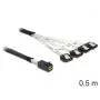 SAS kabelis DeLOCK 83392, 0,5 m, Mini SAS HD x4 SFF-8643 → 4x SATA 7p