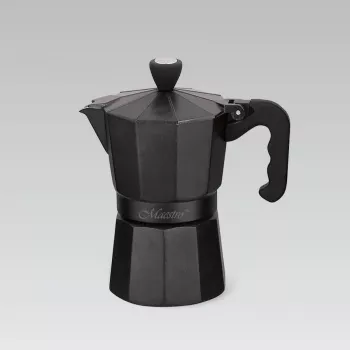 Moka puodas Maestro MR-1666-3-BLACK, rankinis 3 porcijų aliumininis kavos virimo aparatas, 150 ml, juodas