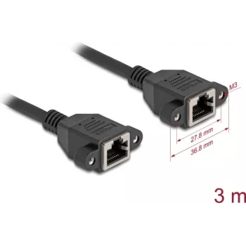 DeLOCK 90786 Juodas 3 m Cat6a S/FTP tinklo kabelis su įsukamomis RJ-45 jungtimis