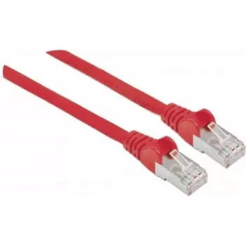 Intellinet tinklo jungiamasis kabelis, Cat5e, 5 m, raudonas, CCA, SF/UTP, PVC, RJ45, auksuoti kontaktai, apsaugotas nuo užkliuvimo, su gaubtu, viso gyvenimo garantija