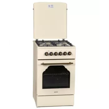 Dujinė-elektrinė viryklė MPM MPM-56-KRM-14, 56 cm, 4 dujiniai degikliai, elektrinė orkaitė, kreminė