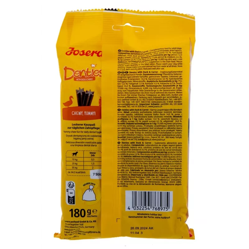 JOSERA Denties šunų skanėstas su antis ir morkomis 180g