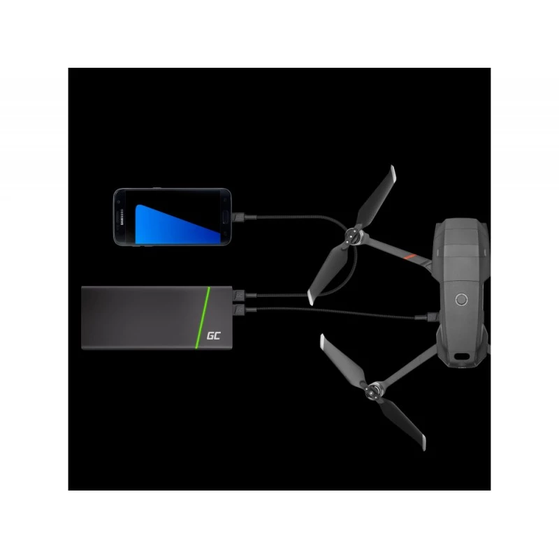USB 2.0 laidas Green Cell KABGC20 — USB A į Micro-USB B, 1,2 m, juodas