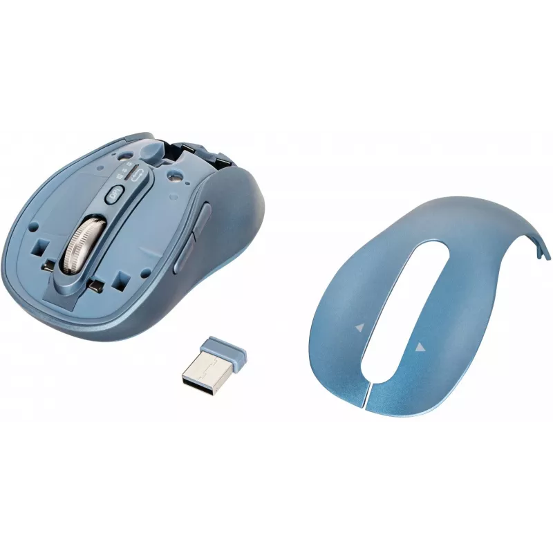 Belaidė pelė YENKEE YMS2010BE dviejų režimų ergonomiška, 2,4 GHz USB imtuvas + Bluetooth 5.1, 4 lygių DPI 1000–3200, 6 mygtukai