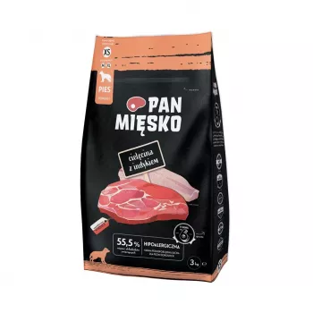 Sausas šunų ėdalas Pan Mięsko Veršiena su Kalakutiena XS 3 kg