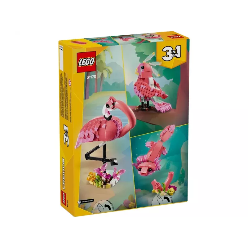 LEGO Creator 3-in-1 Rožinis flamingas 31170 konstruktorius, 288 dalių, aukštis 230 mm, rekomenduojamas amžius 8+