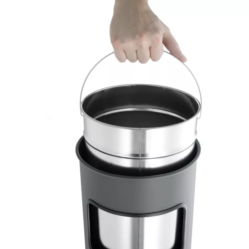 Durable 333023 17 L apvali metalinė šiukšliadėžė su pelenine sidabrinė