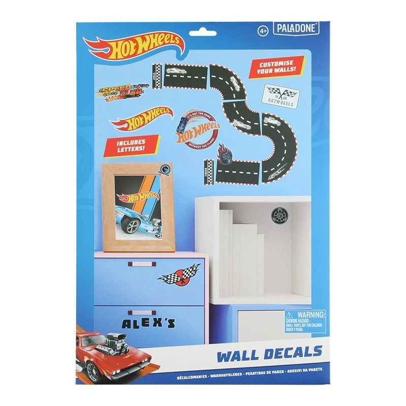 Sienos lipdukai Paladone Hot Wheels Personalisation PP13745HW – dekoratyviniai lipdukai vaikų kambariui