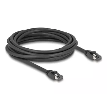 Delock tinklo kabelis - RJ-45 (M) - RJ-45 (M) - 5,0 m - 7,5 mm - S/FTP - CAT 8.1 - halogeno neturintis, su apsauga nuo užkliuvimo - iki 40 Gbps duomenų perdavimo sparta - juoda (80236)