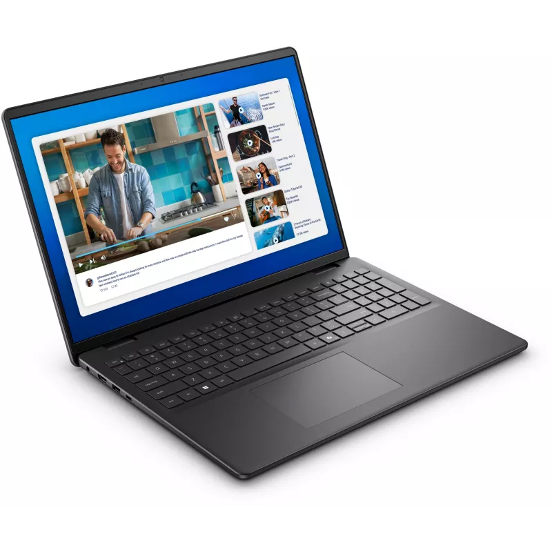 Dell 16 DC16250 anglies juodos spalvos nešiojamas kompiuteris, 16 colių, Full HD+, Intel Core 5 120U, 16 GB DDR5, 512 GB SSD