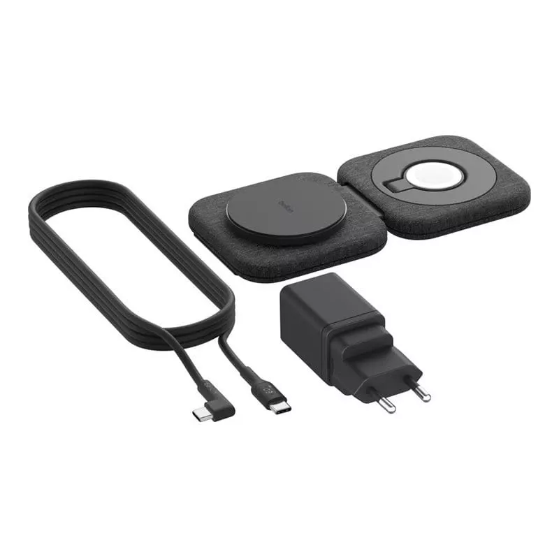 Belaidė 2-in-1 įkrovimo stotelė Belkin BOOSTCHARGE PRO QI2 WIZ026VFBK – greitasis belaidis telefono ir ausinių įkrovimas