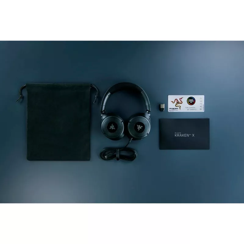Razer Kraken V4 X – laidinis žaidimų ausinių komplektas su TriForce 40 mm tvarkyklėmis, ištraukiamu kardioidiniu mikrofonu, 7.1 erdviniu garsu ir Chroma RGB apšvietimu