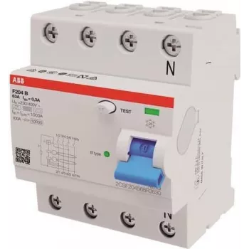 ABB Stotz S&J liekamosios srovės grandinės pertraukiklis B tipas 4P 63A, 300mA, 3kA, 4TE F204B-63/0,3-4TE (2CSF204568R3630)