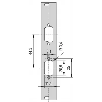 SCHROFF Priekinis skydelis SUB-D išpjova - DALINIS SKYDELIS 3HE 4TE 2X9 DC (30118336)
