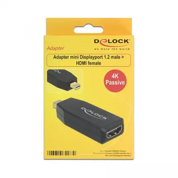 Lyties keitiklis DeLOCK 65583 mini DisplayPort 1.2 į HDMI, juodas