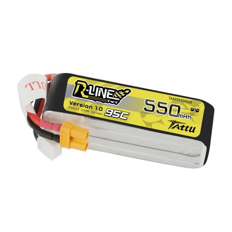 Akumuliatorius Tattu R-Line 550mAh 14.8V 95C 4S1P – LiPo paketas RC modeliams