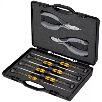 KNIPEX elektronikos replių rinkinys ESD, 8 dalių (juoda/pilka, elektriškai laidus)