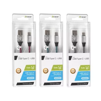 USB 2.0 laidas Type-C vyriškas – C vyriškas 1,0 m juodai sidabrinis