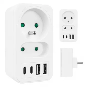 Maitinimo skirstytuvas MACLEAN MCE249 F/W – 2x kištukiniai lizdai (16A + 6A) ir 4x USB (2x A, 2x C PD 20W)