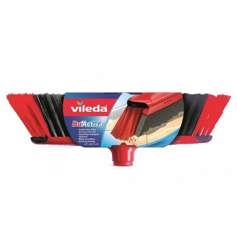 VILEDA 151221 vidaus šluota su gumine galvute, minkšti/kieti šereliai, raudona, pakuotės plotis 340 mm